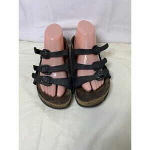 Birkenstock 3 Strap Leather Sandals Black Unisex W's 9 M's 7 EU 40